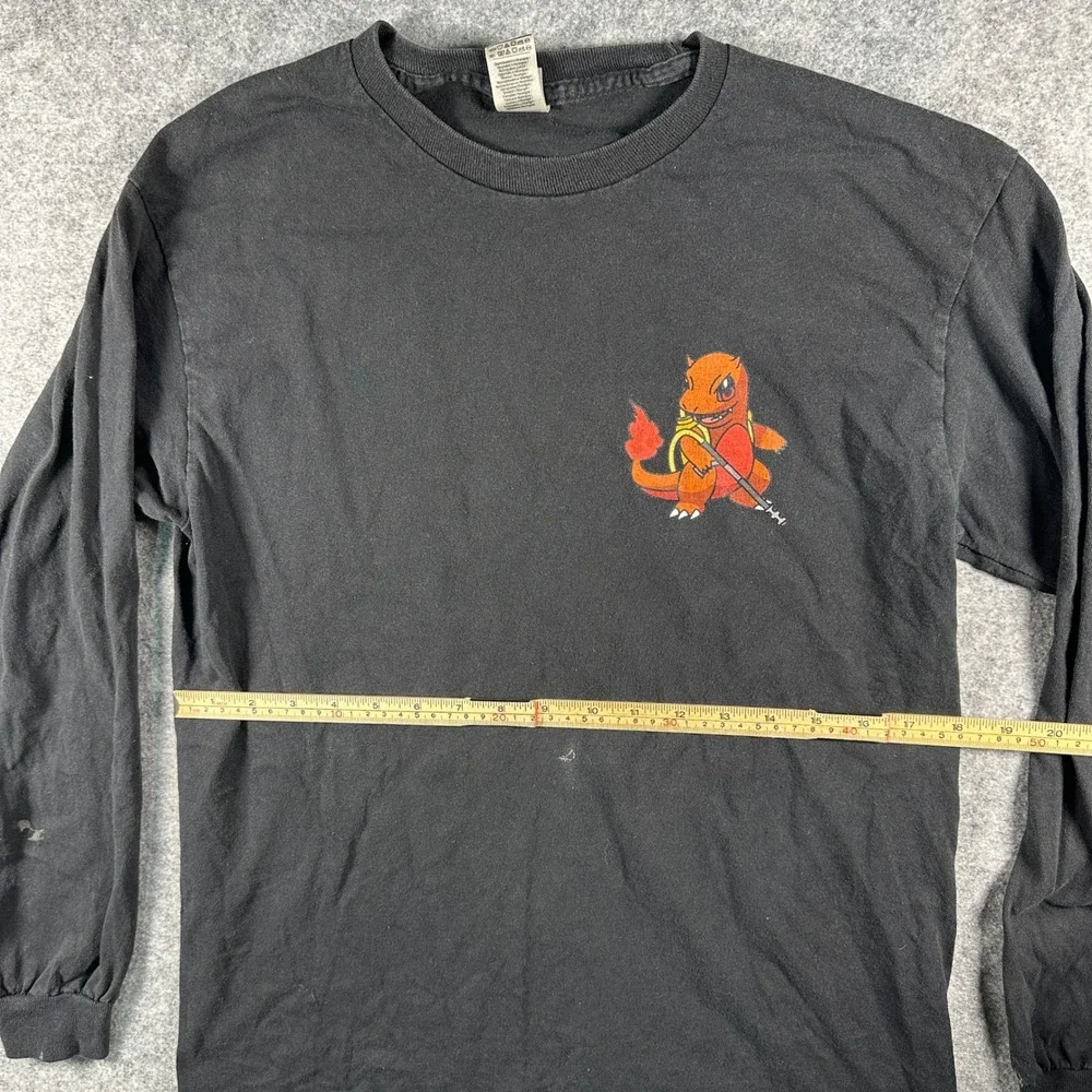 Gildan Mens Charmander HTX Graphic Shirt Medium Black Long Sleeve Cotton
